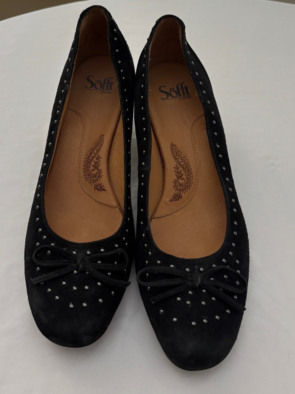 Sofft Black Studded Suede Ballet Low Heels Women’s 10 M